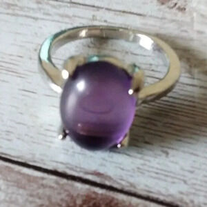 Size 8 Ring NIB Silver-Plated Purple Amethyst